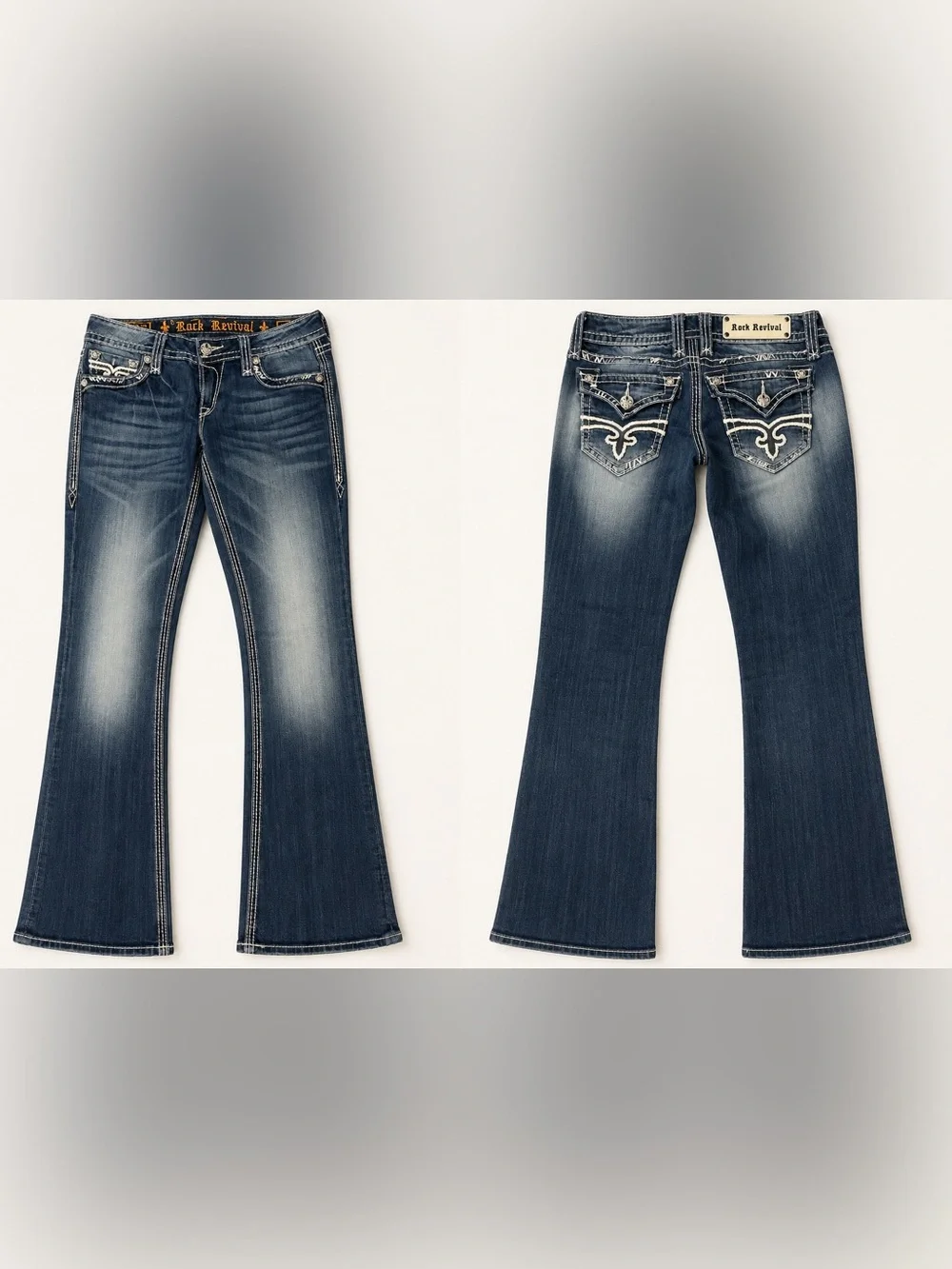 Rock Revival Abble Boot Jeans 29 Flap Pocket Bootcut Stretch Y2K Faded Western